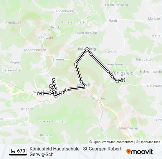 Bus 670: карта маршрута