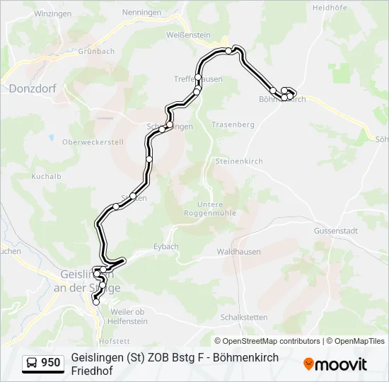 950 Bus Line Map