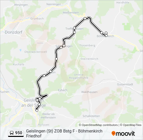 950 Bus Line Map