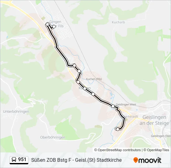 951 Bus Line Map