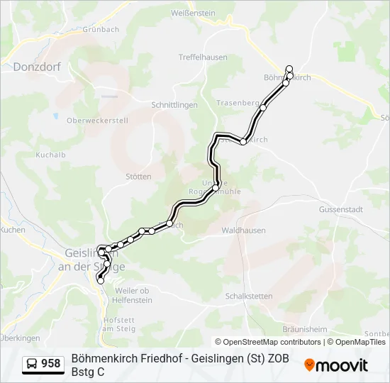 958 Bus Line Map