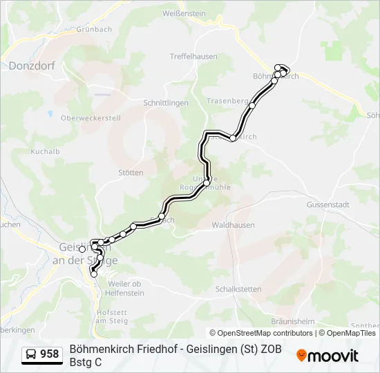 958 Bus Line Map