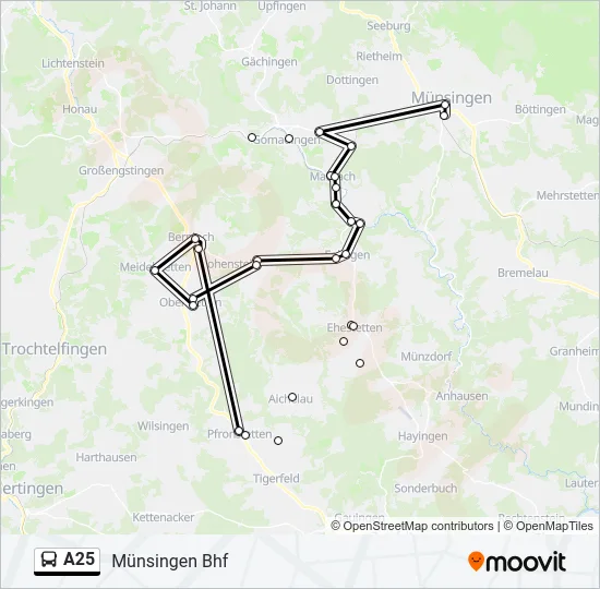 A25 Bus Line Map