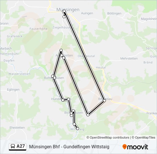 Автобус A27: карта маршрута