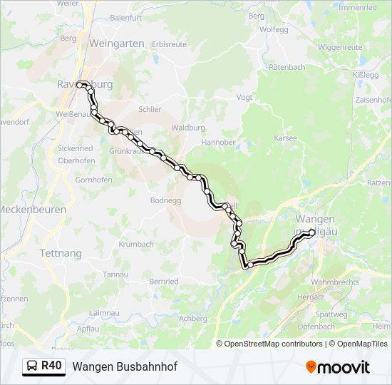 R40 Bus Line Map