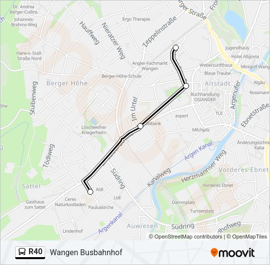 R40 Bus Line Map
