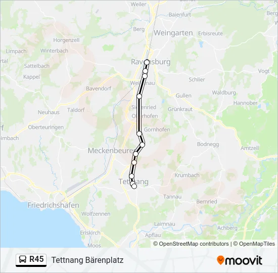 R45 Bus Line Map
