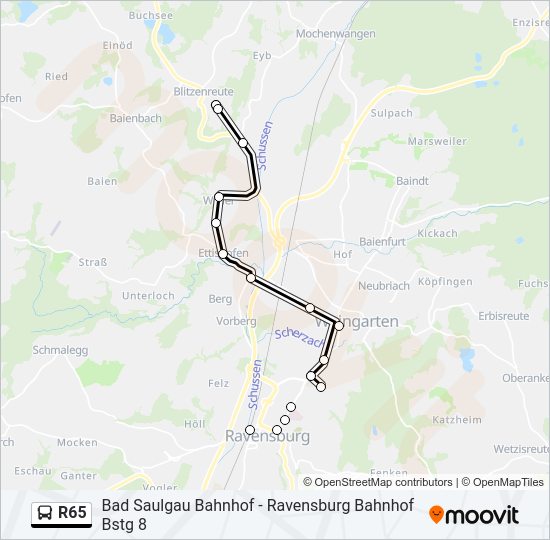 R65 Bus Line Map
