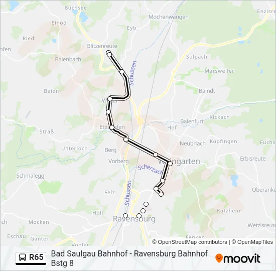 R65 Bus Line Map