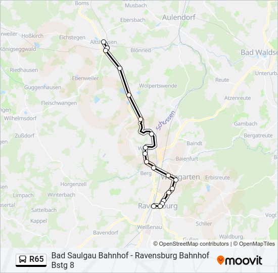 R65 Bus Line Map