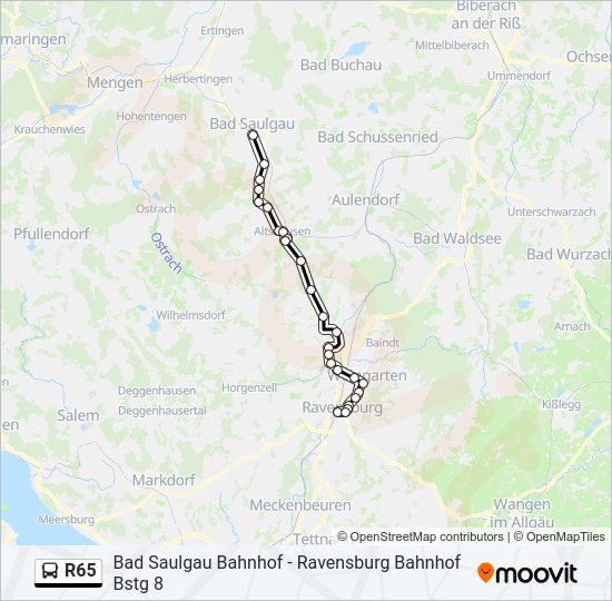R65 Bus Line Map