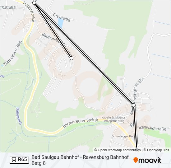 R65 Bus Line Map