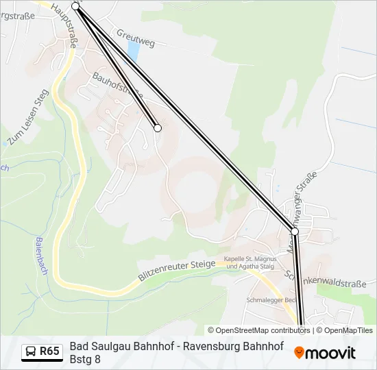 R65 Bus Line Map