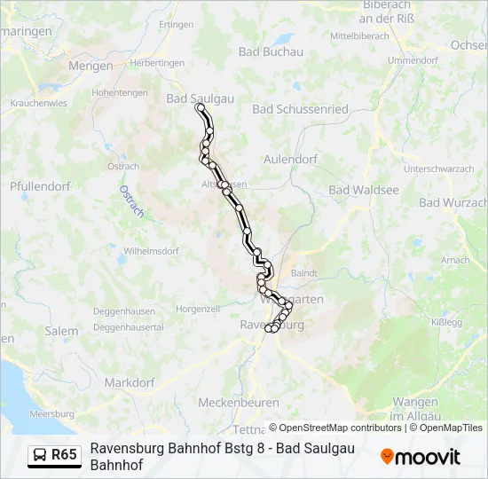 R65 Bus Line Map