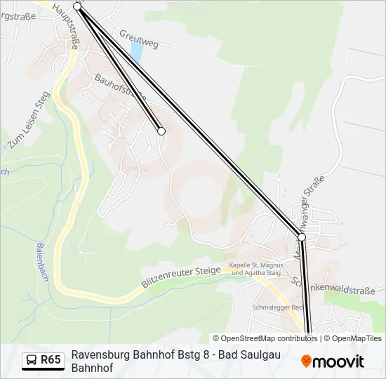 R65 Bus Line Map