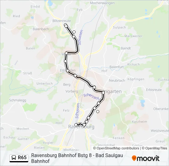 R65 Bus Line Map