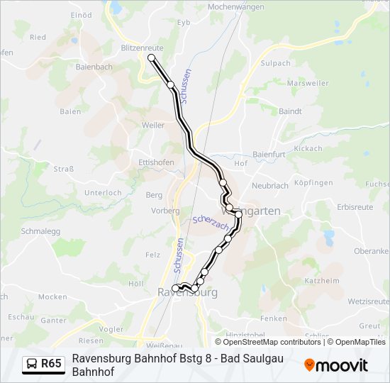 R65 Bus Line Map