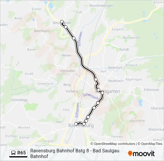 R65 Bus Line Map