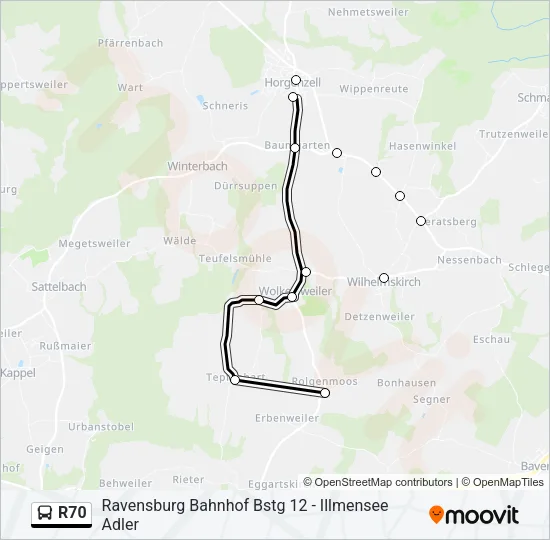 R70 Bus Line Map