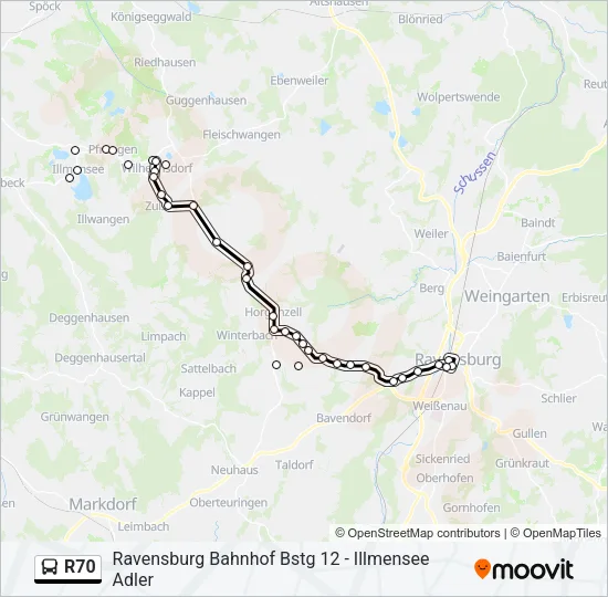 R70 Bus Line Map