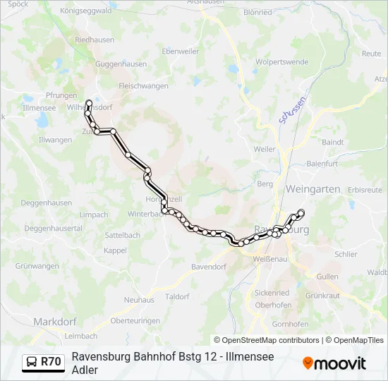 R70 Bus Line Map