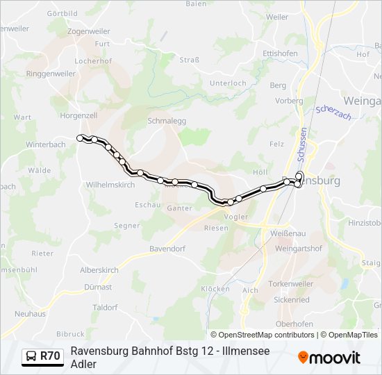 R70 Bus Line Map