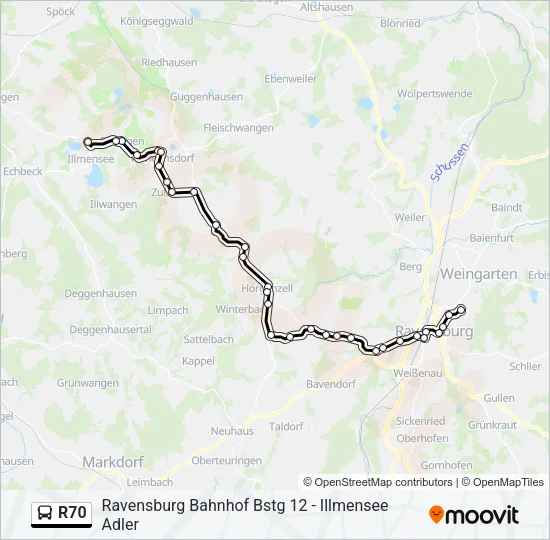 R70 Bus Line Map