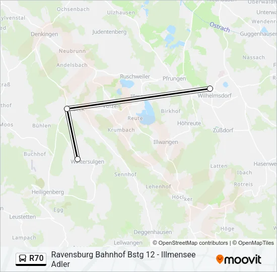R70 Bus Line Map