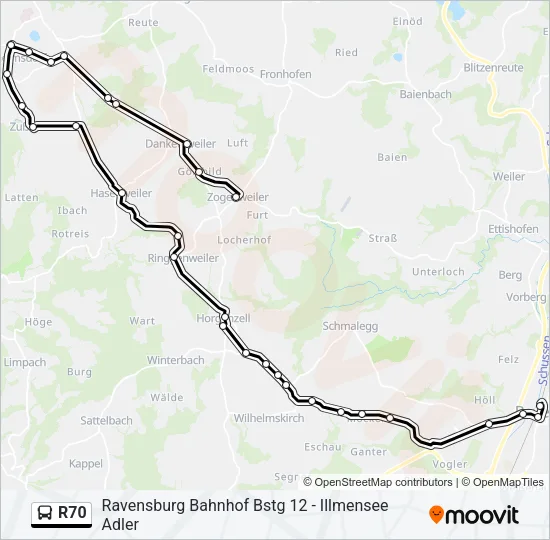 R70 Bus Line Map
