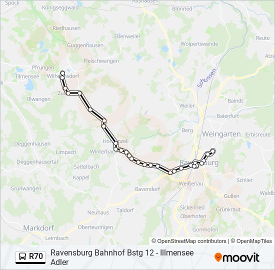 R70 bus Line Map