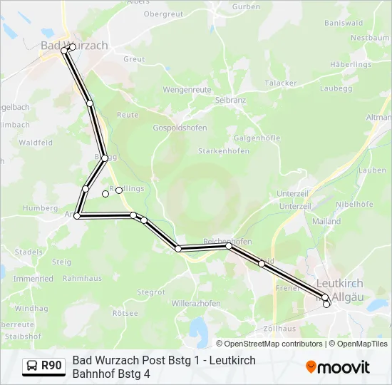 R90 Bus Line Map