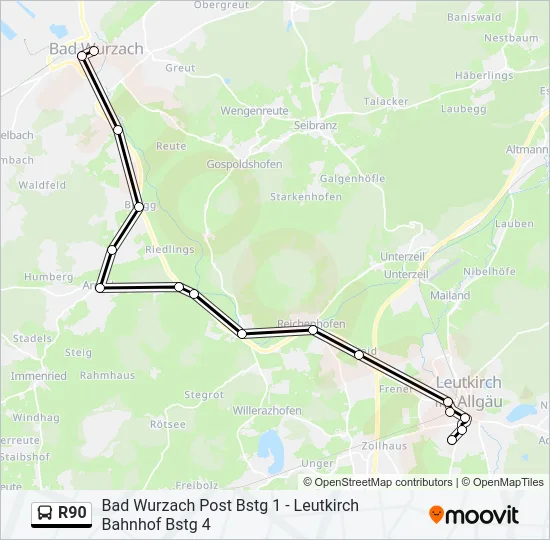 R90 Bus Line Map