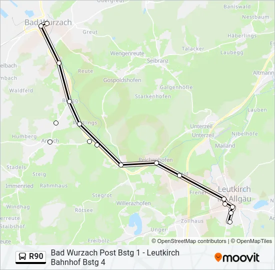 R90 Bus Line Map