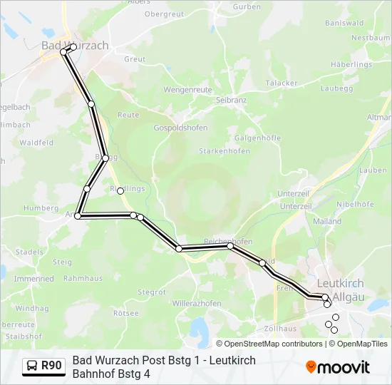 R90 Bus Line Map