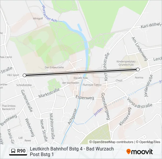 R90 Bus Line Map