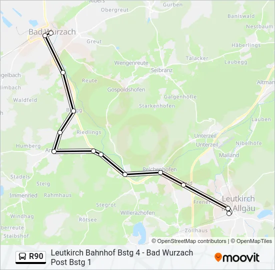 R90 Bus Line Map