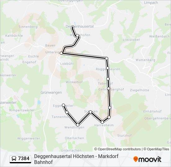 Автобус 7384: карта маршрута