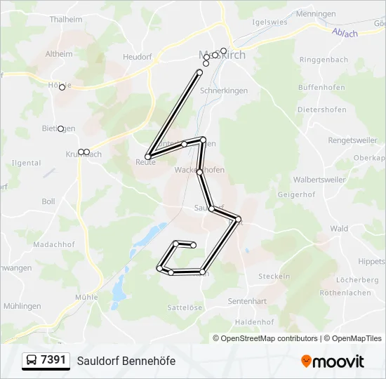 7391 Bus Line Map