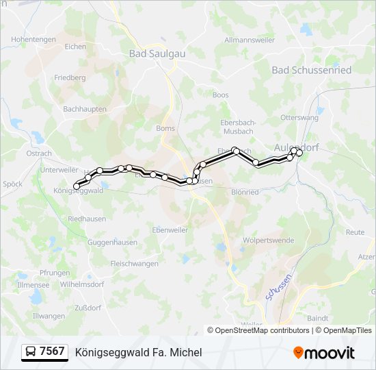 Автобус 7567: карта маршрута