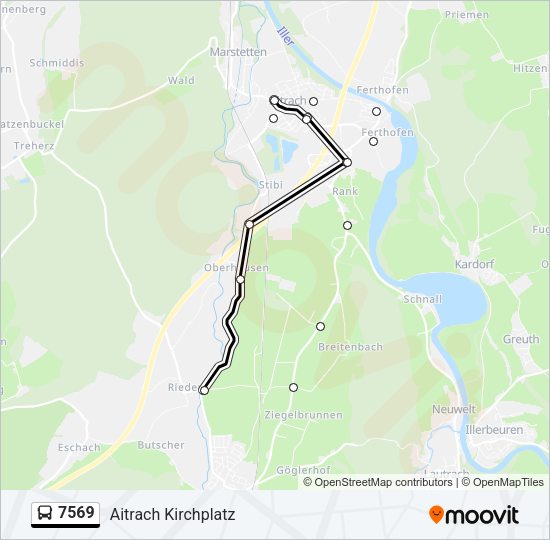 Автобус 7569: карта маршрута