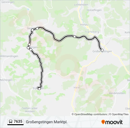 Автобус 7635: карта маршрута