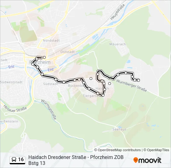 16 Bus Line Map