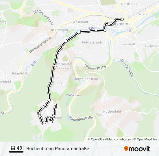 43 Bus Line Map