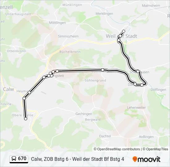 670 Bus Line Map