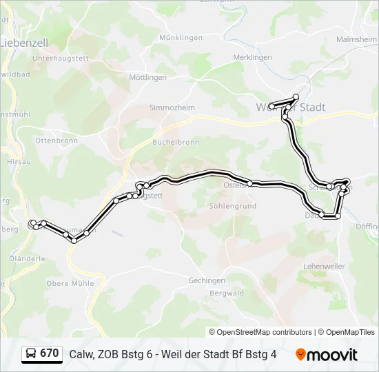 670 Bus Line Map