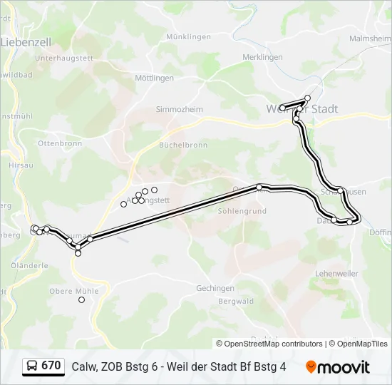 670 Bus Line Map