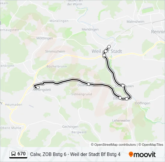 670 Bus Line Map