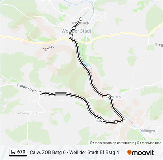 670 Bus Line Map