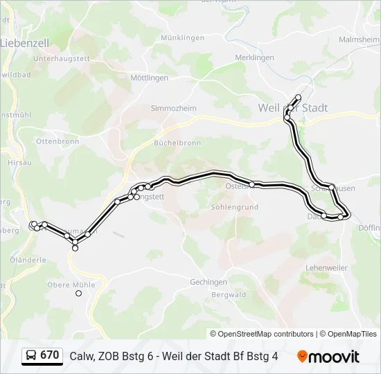 670 Bus Line Map