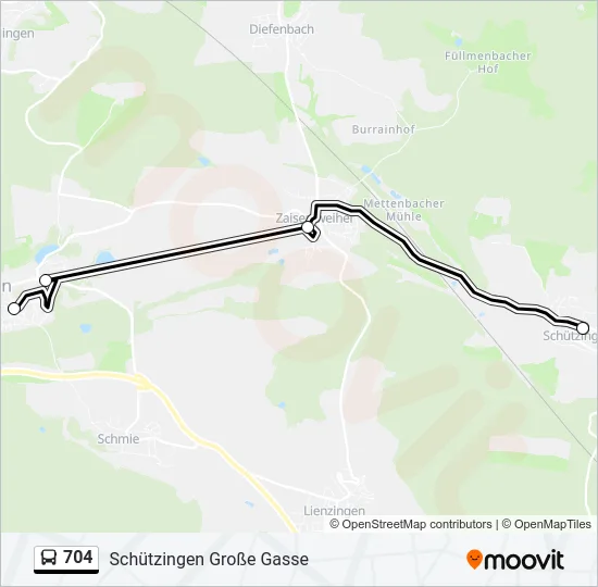 704 Bus Line Map